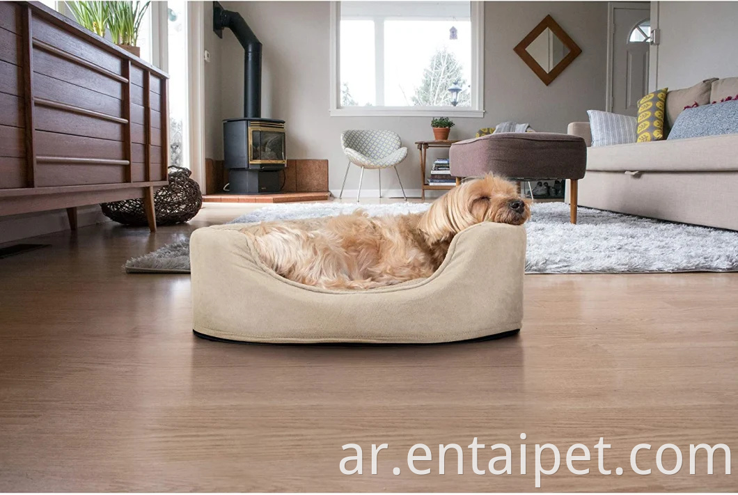 منتج الحيوانات الأليفة Oval Terry Fleece و Suede Pet Bed للكلاب والقطط ، كبيرة ، طين